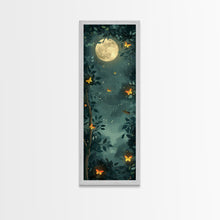 Carregar imagem no visualizador da galeria, Full Moon And Butterflies In A Night Forest Japanese Style Framed Canvas Print, Wall Art Ready To Hang For Your Home
