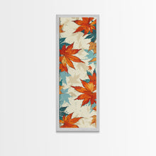 Load image into Gallery viewer, Japanese Autumn Leaves Canvas Print In Ukiyo-e Style, Traditional Woodblock Art, Framed Canvas Print, Tall Skinny Japanese Wall Art, Ready To Hang
