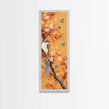 Carregar imagem no visualizador da galeria, Birds Among Autumn Leaves Japanese Style Tall Wall Art Skinny Framed Canvas Print Woodblock Print
