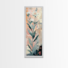Load image into Gallery viewer, Tall Stemmed Wildflowers Abstract Background Japanese Style Tall Skinny Framed Canvas Print Wall Art
