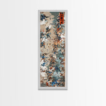 Load image into Gallery viewer, Battle Scene Featuring Warriors in Traditional Japanese Armor Ukiyo-e Art Framed Canvas Print Skinny Tall Art
