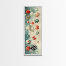 Load image into Gallery viewer, Skinny Art, Japanese Style Art, Hanging Lanterns Wood Block Print Framed Canvas Print Tall Art Ukiyo-e Art
