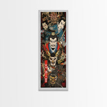Carregar imagem no visualizador da galeria, Fierce Samurai Warriors With Oni Mask Tall Art Ukiyo-e Art Wood Block Print Framed Canvas Print
