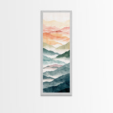 Load image into Gallery viewer, Rolling Hills And Layered Mountains In Soft Pastel Hues Ukiyo-e Wood Block Print Skinny Art Framed Canvas Print

