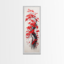 Carregar imagem no visualizador da galeria, Autumn Leaves On A Twisted Trunk, Tall Skinny Canvas Print, Perfect For Feng Shui Spaces, Japanese Style Wall Art
