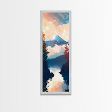 Load image into Gallery viewer, Skinny Art Tall Art Framed Canvas Print Japanese Style Art Mount Fuji At Sunrise Reflection Wood Block Print Ukiyo-e Feng Shui Wall Art
