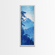 Load image into Gallery viewer, Skinny Art Tall Art Framed Canvas Print Japanese Style Art Blue Mount Fuji Forest Wood Block Print Ukiyo-e Feng Shui Wall Art
