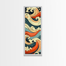 Carregar imagem no visualizador da galeria, Abstract Wave Pattern With Vibrant Colors - Skinny Art Tall Art Framed Canvas Print Japanese Style Art Ukiyo-e Art
