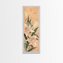 Load image into Gallery viewer, Delicate Lily Flowers Blooming In Japanese Style Ukiyo-e Art Framed Canvas Print Skinny Art Tall Art
