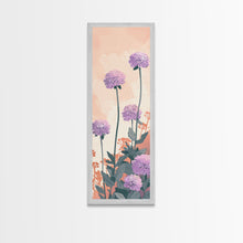 Carregar imagem no visualizador da galeria, Beautiful Purple Flowers Standing Tall In Japanese Style Ukiyo-e Art Framed Canvas Print Skinny Art Tall Art
