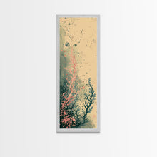 Cargar imagen en el visor de la galería, Tall Skinny Art Japanese Style Wood Block Print Abstract Seaweed In Soft Hues For Framed Canvas Print In Ukiyo-e Style
