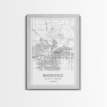Carregar imagem no visualizador da galeria, Bakersfield Street Map, California Map, City Wall Art, Home Wall Décor, Wife Gift, Minimalist Art, Wall Art, Canvas Print, Canvas Wall Art
