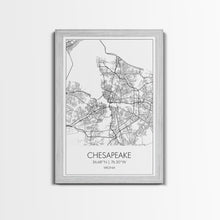 Cargar imagen en el visor de la galería, Chesapeake Street Map, Virginia Map, City Map Art, Modern Art, Wall Art, Canvas Print, Canvas Wall Art, Travel Art, Above Bed Décor
