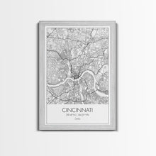 Cargar imagen en el visor de la galería, Cincinnati Street Map, Ohio Map, City Map Art, Minimalist Art, Wall Art, Canvas Print, Canvas Wall Art, Travel Wall Art, Birthday Gift
