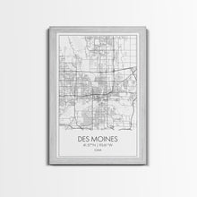 Load image into Gallery viewer, Des Moines Street Map, Iowa Map, City Map Art, Minimalist Art, Wall Art, Canvas Print, Girlfriend Gift, Travel Wall Art, Dorm Room Art
