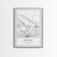 Carregar imagem no visualizador da galeria, Glendale Street Map, California Map, City Map Art, Minimalist Art, Wall Art, Canvas Print, Black And White Map, Gifts For Him, Travel Art
