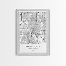 Load image into Gallery viewer, Grand Prairie Street Map, Texas Map, City Map Art, Minimalist Art, Wall Art, Canvas Print, Black And White, Travel Print, Anniversary Gift
