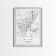 Load image into Gallery viewer, Jackson Street Map, Mississippi Map, City Map Art, Minimalist Art, Wall Art, Canvas Print, Travel Print, Farmhouse Bedroom, Wedding Gift
