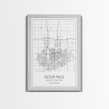 Load image into Gallery viewer, Sioux Falls Street Map, South Dakota Map, City Map Print, Minimalist Art, Wall Art, Canvas Print, Dorm Room Décor, Gifts For Her
