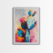 Cargar imagen en el visor de la galería, Flowering Cactus Framed Canvas Print - Desert Plant Wall Art, Living Room Decor, Modern Artwork, Unique Succulent Art for Bedroom and Office
