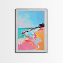Load image into Gallery viewer, Dynamic Waves Crashing on Vibrant Beach - Framed Canvas Print, Coastal Wall Art, Ocean Vibes Decor for Living Room
