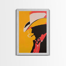 Load image into Gallery viewer, Cowboy Silhouette with Hat and Cigarette - Framed Canvas Print, Western Pop Art, Rustic Decor for Living Room or Office
