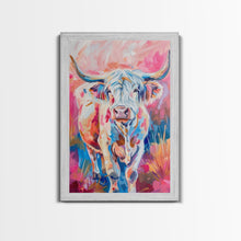 Load image into Gallery viewer, Colorful Highland Cow Art - Rustic Farmhouse Wall Decor, Vibrant Animal Painting, Living Room Art, Highland Cow Canvas Print

