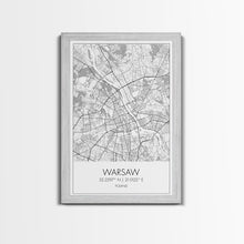 Load image into Gallery viewer, Warsaw Street Map, Poland Map, Europe City Map Print, Minimalist Art, Wall Art, Canvas Print, Living Room Wall Art, Friends Gift, Travel Art
