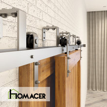 Load image into Gallery viewer, Double Track U-Shape Bypass Sliding Barn Door Hardware Kit - Classic Design Roller
