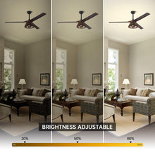 Cargar imagen en el visor de la galería, 60&quot; Farmhouse Downrod Mount Reversible Ceiling Fan with Lighting and Remote Control
