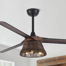 Cargar imagen en el visor de la galería, 60&quot; Farmhouse Downrod Mount Reversible Ceiling Fan with Lighting and Remote Control
