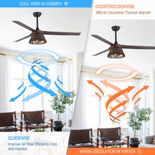 Cargar imagen en el visor de la galería, 60&quot; Farmhouse Downrod Mount Reversible Ceiling Fan with Lighting and Remote Control
