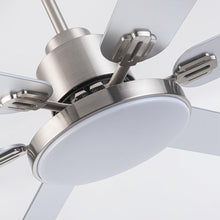 Cargar imagen en el visor de la galería, 60&quot; Lucknow Modern Satin Nickel DC Motor Downrod Mount Reversible Ceiling Fan with Lighting and Remote Control
