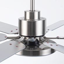 Cargar imagen en el visor de la galería, 60&quot; Lucknow Modern Satin Nickel DC Motor Downrod Mount Reversible Ceiling Fan with Lighting and Remote Control
