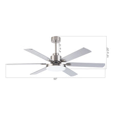 Cargar imagen en el visor de la galería, 60&quot; Lucknow Modern Satin Nickel DC Motor Downrod Mount Reversible Ceiling Fan with Lighting and Remote Control
