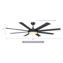 Cargar imagen en el visor de la galería, 60&quot; Industrial DC Motor Downrod Mount Ceiling Fan with Lighting and Remote Control
