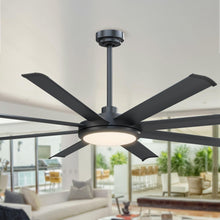 Cargar imagen en el visor de la galería, 60&quot; Industrial DC Motor Downrod Mount Ceiling Fan with Lighting and Remote Control
