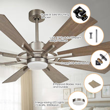 Cargar imagen en el visor de la galería, 60&quot; Oretha Windmill DC Ceiling Fan with LED Lighting
