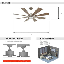 Cargar imagen en el visor de la galería, 60&quot; Oretha Windmill DC Ceiling Fan with LED Lighting
