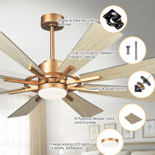 Cargar imagen en el visor de la galería, 60&quot; Oretha Windmill DC Ceiling Fan with LED Lighting
