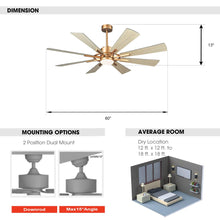 Cargar imagen en el visor de la galería, 60&quot; Oretha Windmill DC Ceiling Fan with LED Lighting
