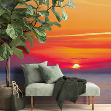 Carregar imagem no visualizador da galeria, Red Sky Sunset over Beach Wall Mural Decal Sticker #6005
