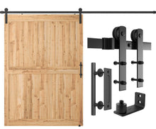 Load image into Gallery viewer, SMARTSTANDARD 10 FT Heavy Duty Sturdy Sliding Barn Door Hardware Kit, Black, (Whole Set includes 1x Pull Handle Set &amp; 1x Floor Guide) Fit 60&quot; Wide Door
