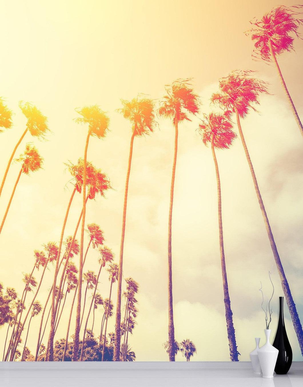 Retro California Sunset Palmtree Wall Mural #6050