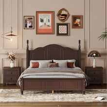 Cargar imagen en el visor de la galería, 3-Pieces Bedroom Sets,Full Size Wood Platform Bed and Two Nightstands-Dark Walnut
