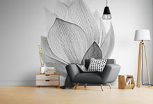 Carregar imagem no visualizador da galeria, Black and White Lotus Flower Wall Mural #6116
