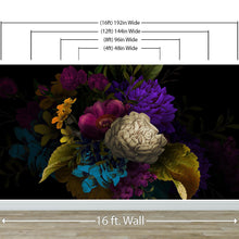 Carregar imagem no visualizador da galeria, Melancholy Flower Wall Mural. Black background. #6130
