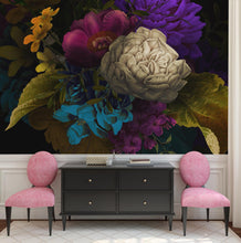 Cargar imagen en el visor de la galería, Melancholy Flower Wall Mural. Black background. #6130
