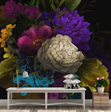 Cargar imagen en el visor de la galería, Melancholy Flower Wall Mural. Black background. #6130
