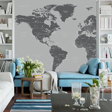 Load image into Gallery viewer, World Map Wall Mural (Grey). #6133
